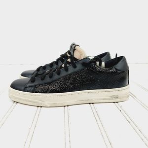 P448 Low-Top Black Lace Up Casual Glitter Sneakers i871